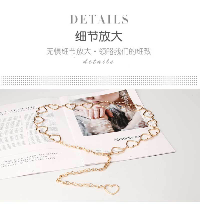 Fashion Love Waist Chain  Hollow Peach Heart All-match  Dress Decorative Belt Wholesale display picture 4