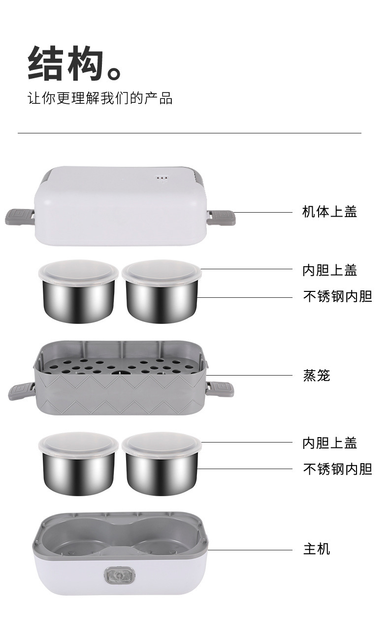 帮手描述图:电热饭盒多功能可插电加热保温饭盒上班族便携热菜蒸