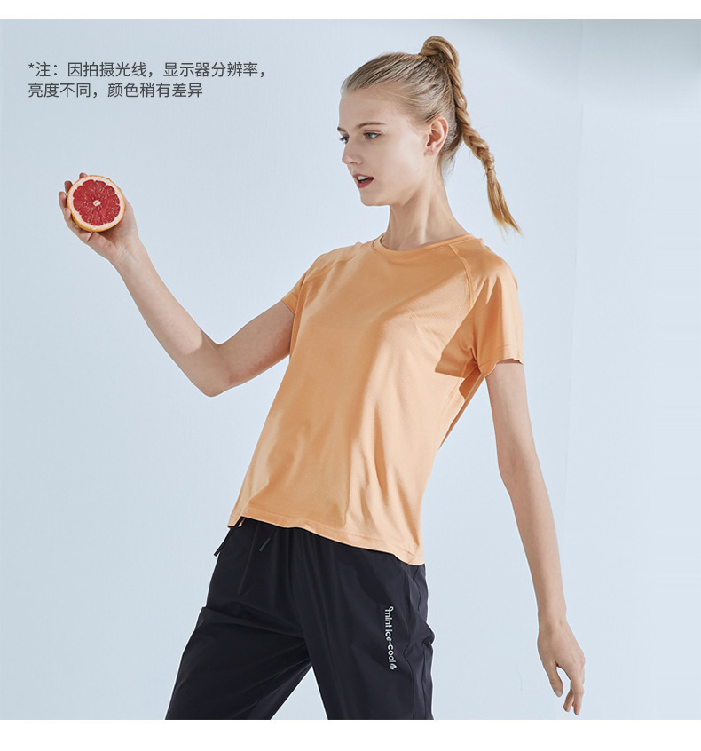 新款短袖纯色速干t恤女夏季圆领速干衣定制印logo女士户外运动t恤详情图11