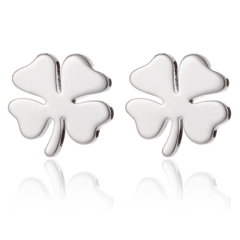 Daily Occasion 304 Stainless Steel Material PVD Coated 18K Gold Real Gold Plated Four Leaf Clover 304 Stainless Steel Fashion Waterproof Non Tarnish Ear Studs