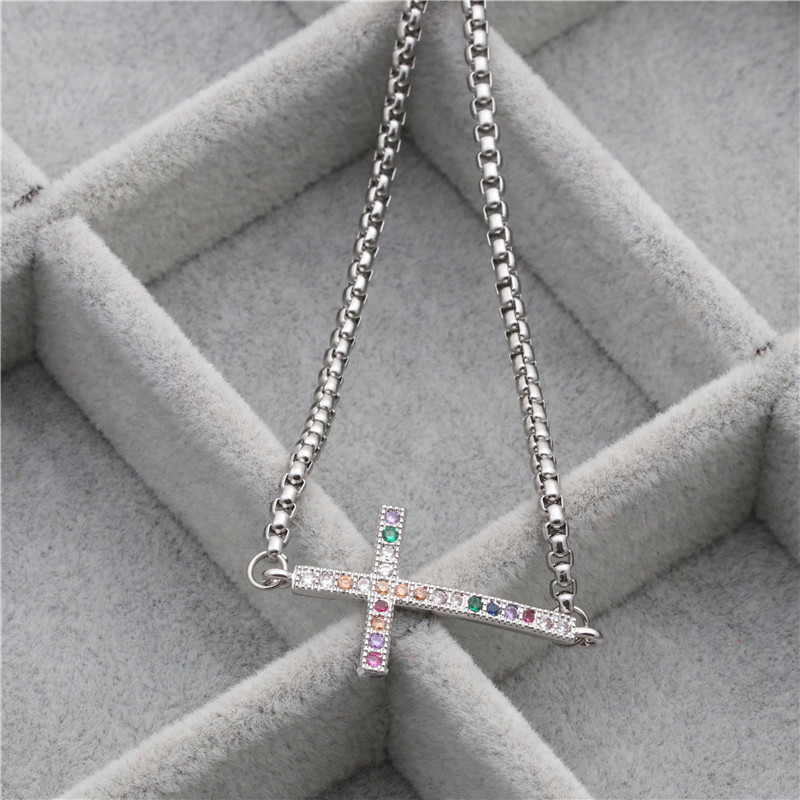 Fashion Jewelry Stainless Steel Color Bracelet Color Zirconium Cross Men's Bracelet Wholesale Nihaojewelry display picture 3