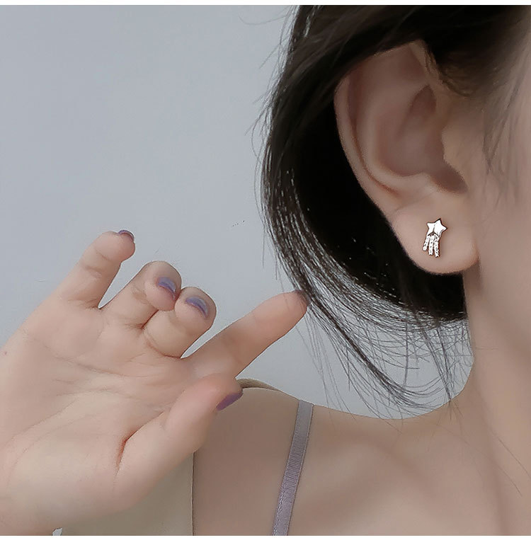 7g Weight Zircon Inlay Material 1 Pair 925 Sterling Silver Zircon Star Ear Studs