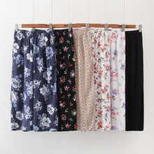 春夏季女士睡裤外贸出口绵绸长裤休闲碎花加大宽松舒适家居裤