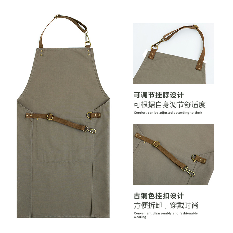 Estilo coreano moda Denim delantal cafetería diseñador lindo estilo japonés adulto hombres y mujeres ropa de trabajo lienzo impreso logo