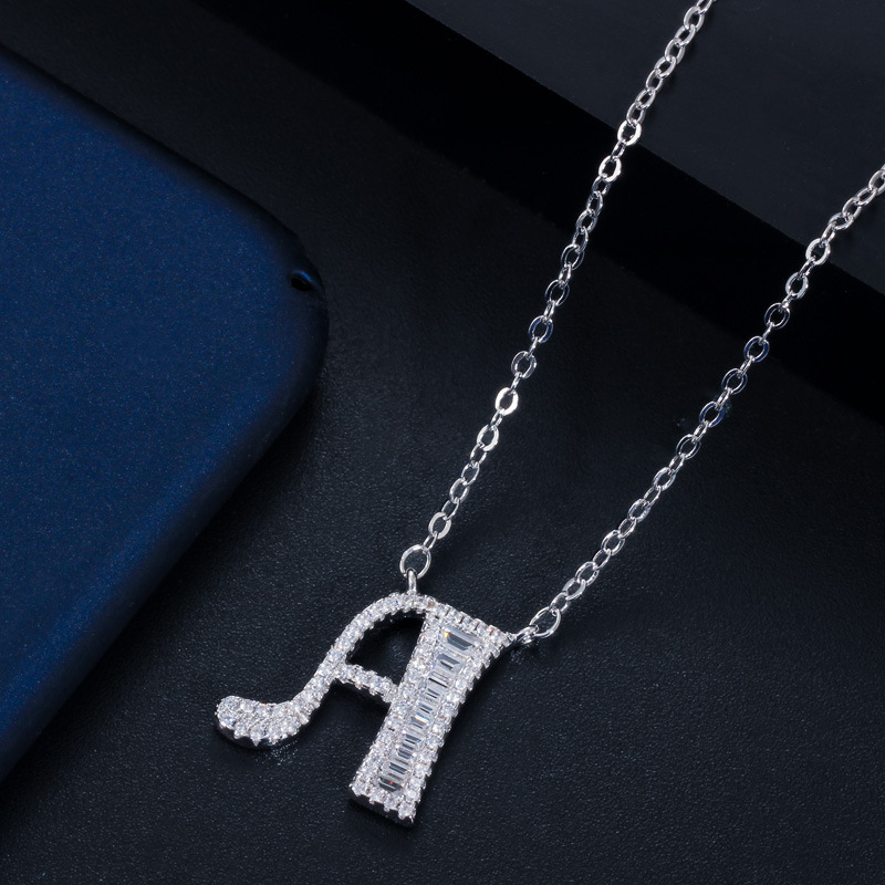 Copper Material Letter Pattern 1 Piece Elegant Letter Copper Inlay Zircon Necklace