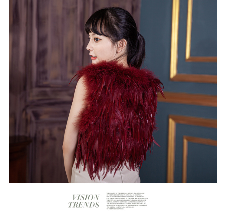 Women Genuine Ostrich Feather Fur Vest Warm Short Waistcoat