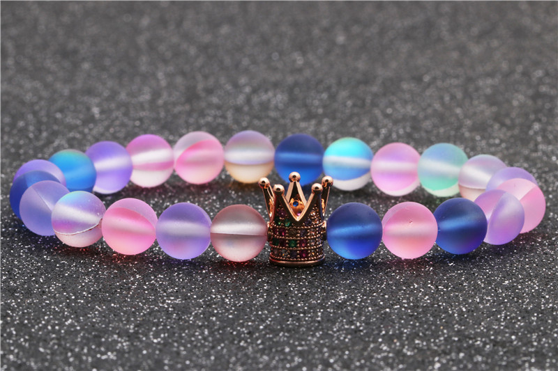 New Frosted Moonstone Crown Perlen Armband display picture 2