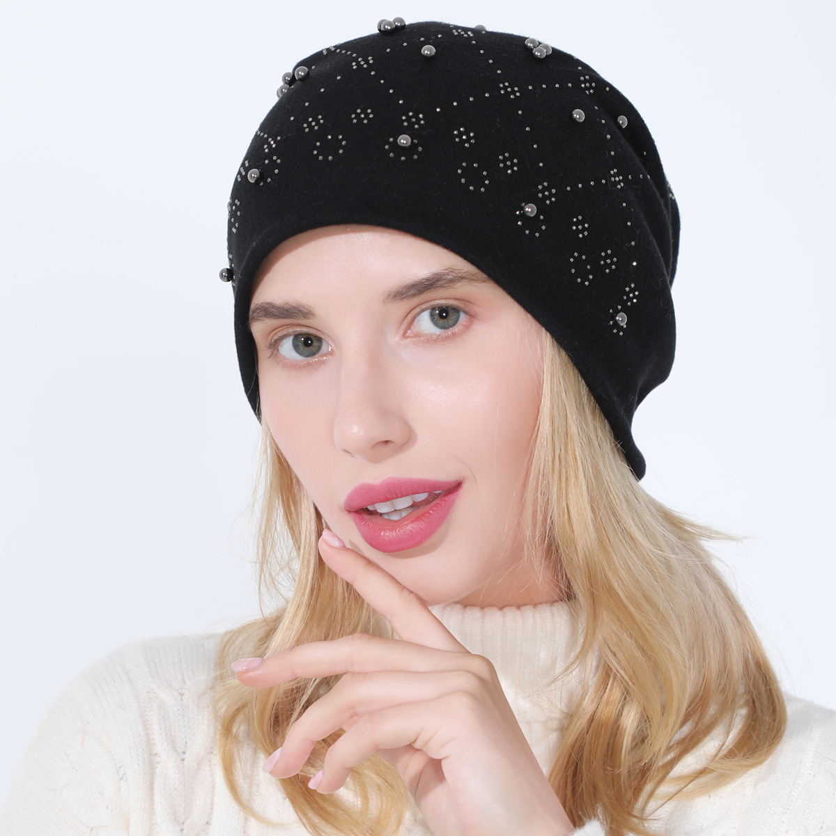 Pull à perles en coton Double couche pour femmes, ensemble de diamants chauds, à la mode, polyvalent, clair de lune chaud, nouvelle collection automne et hiver_voghion.com