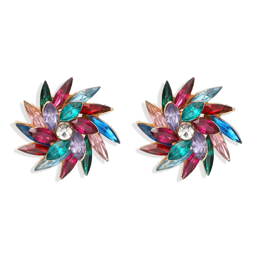 Wild Exaggerated Windmill Style Earrings Full Of Diamonds Creative Fashion Super Flash Acrylic Earrings Catwalk Jewelry Wholesale Nihaojewelry display picture 3