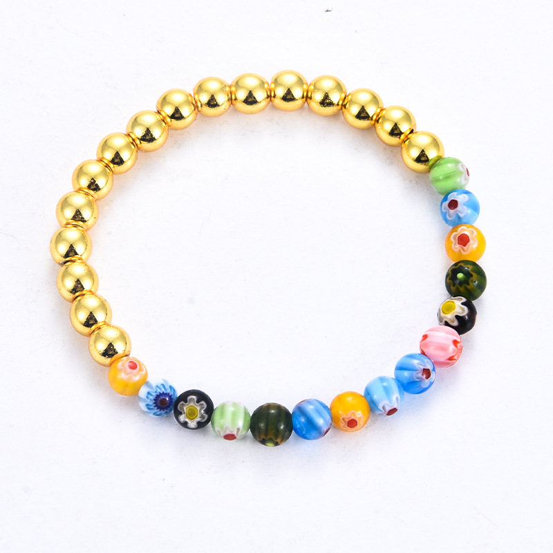 Bracelet polyvalent en cuivre, perle en or véritable, coloré, Style plage, géométrique, élastique, à la mode, nouvelle collection 2023, offre spéciale_voghion.com