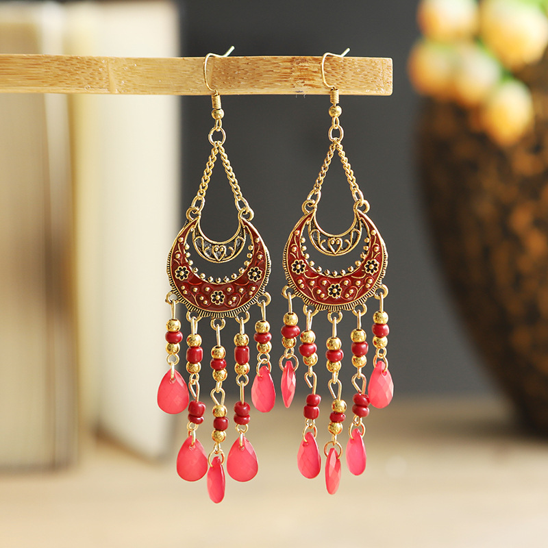 1 Pair Bohemian Moon Alloy Plating Women's Drop Earrings display picture 6