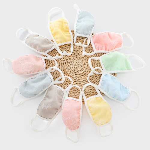 Cotton Adult 6-Layer Gauze Mask for Children, Cartoon Style Winter Thick Warm Insulation Gauze Mask