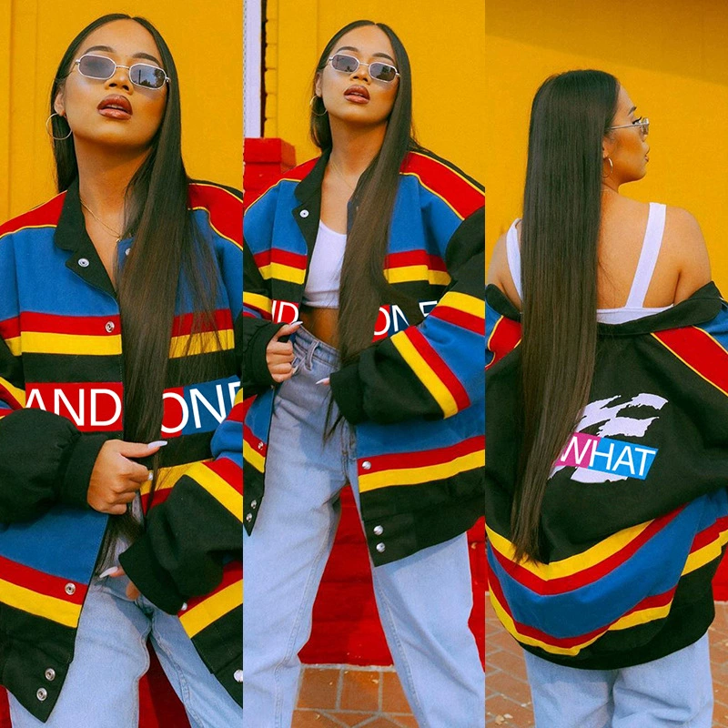 G8077 2020 трансграничные поставки осень и зима новая женская модная повседневная цветная куртка в полоску с принтом куртка
