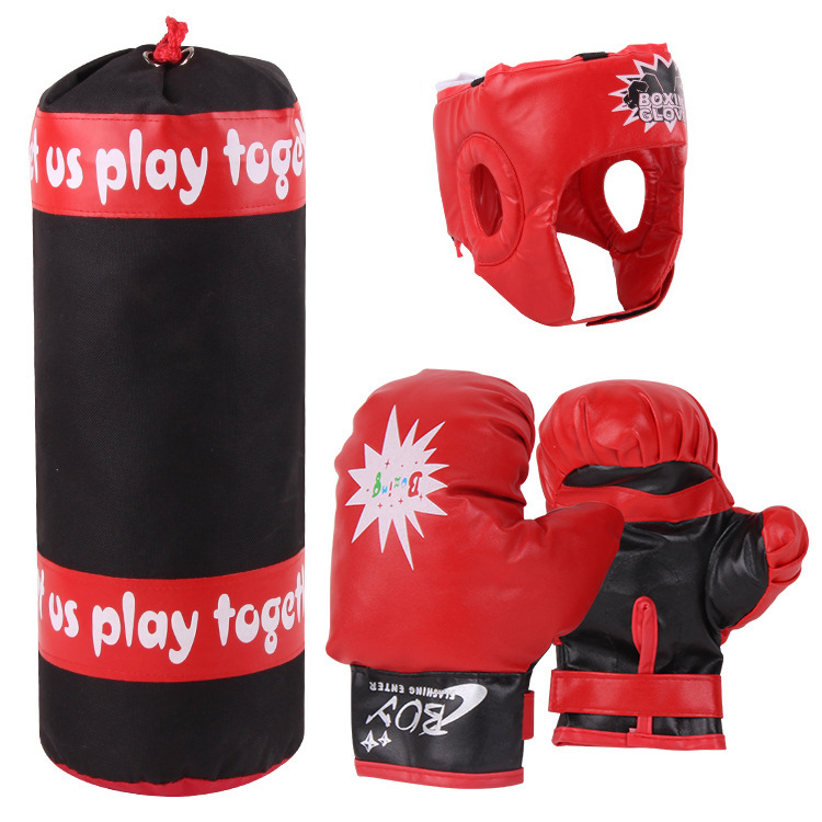 Children's Boxing Gloves, Sandbag Helmet Set, Sanda Fighting Hanging Fitness Training Boxing Sandbag Can Be Customized