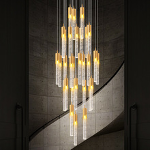 樓梯燈長吊燈復式客廳后現代簡約創意樓梯間金色輕奢氣泡水晶燈具