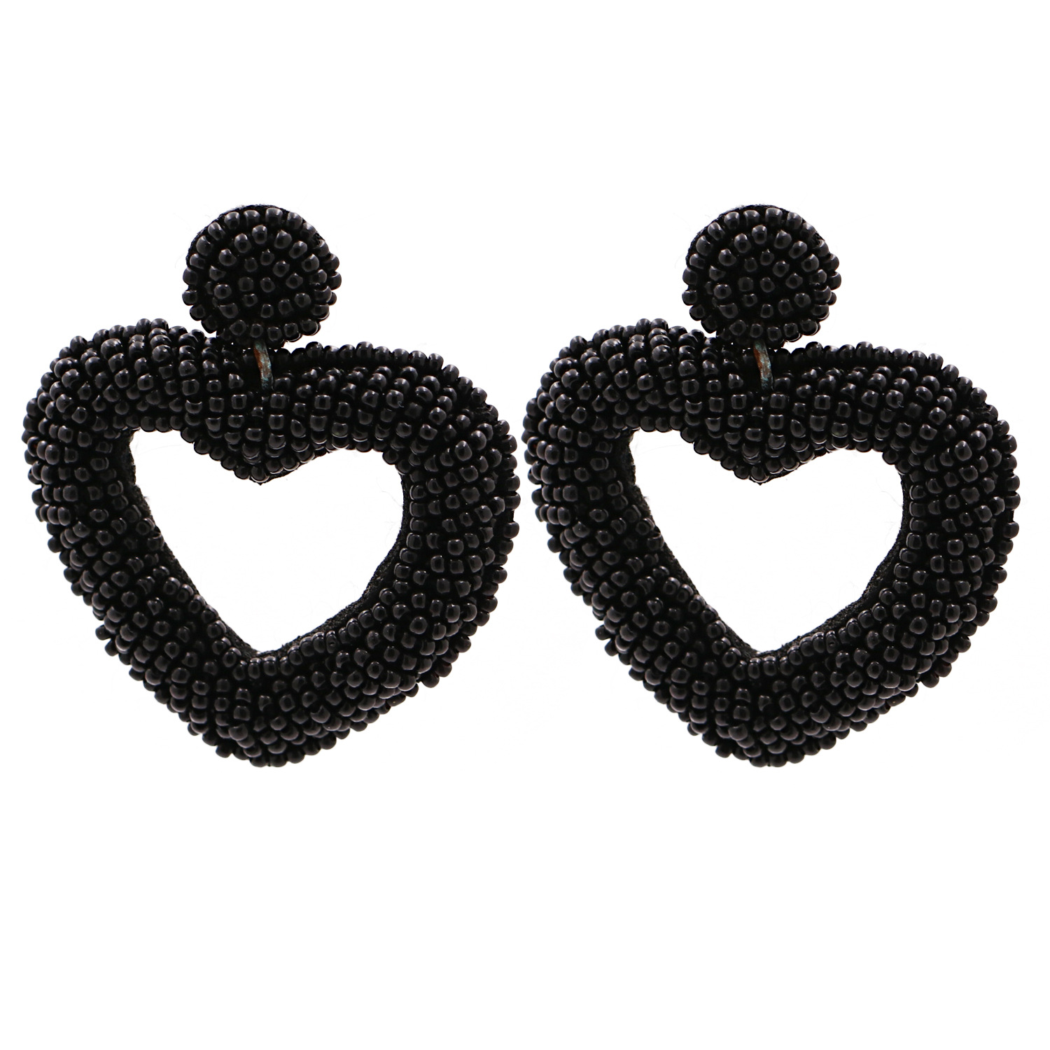 Fashion Meter Bead Heart-shaped Retro Exaggerated  Women's Alloy Earrings display picture 13