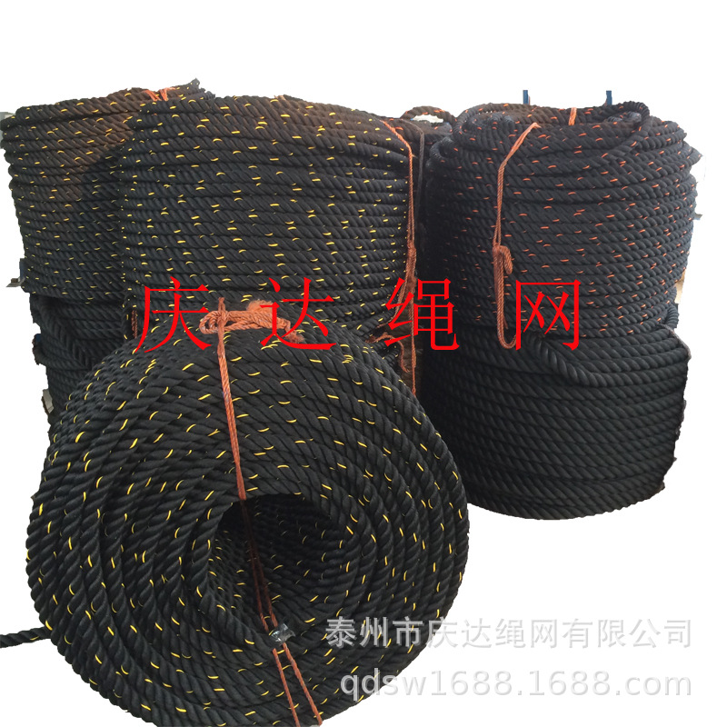 供应 16mm游艇绳 不松散健身绳 UFC体能训练甩绳 大粗黑绳 搏击绳