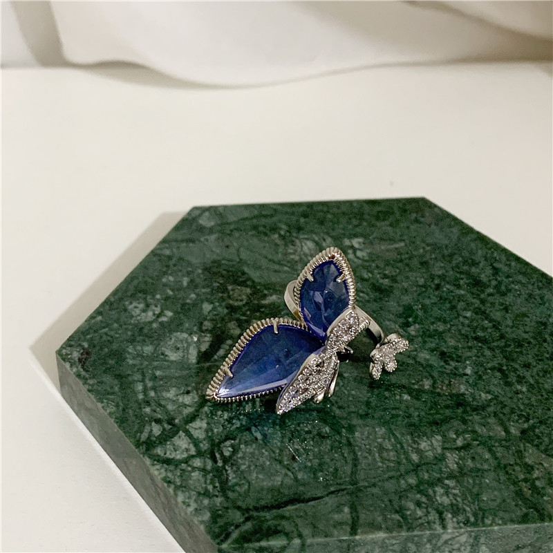 Flash Diamant Strass Schmetterling Zirkon Offenen Ring display picture 2