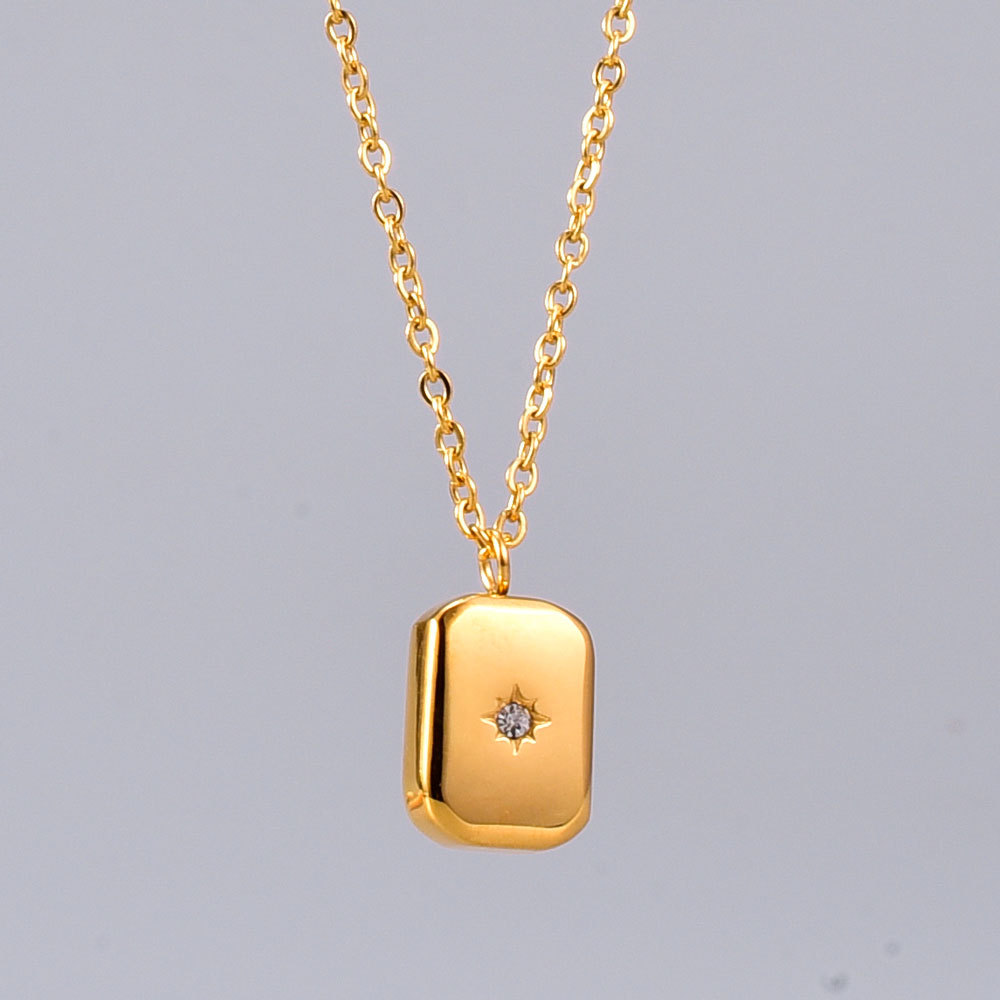 wholesale jewelry north star lnlaid iamond pendant titanium steel necklace nihaojewelrypicture7