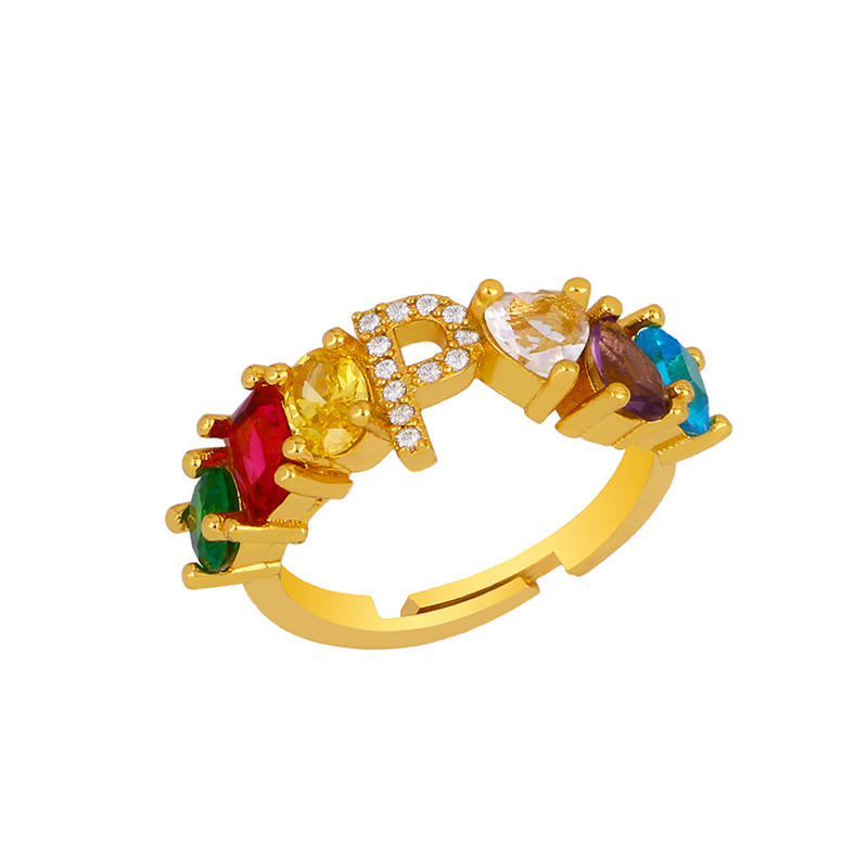 12g Weight 18K Gold Plated Plating Material Artificial Gemstones Inlay Material Birthday Occasion Copper Material Letter Pattern Women'S Gender Plating Design Fashion Style Fashion Letter Copper 18k Gold Plated Artificial Gemstones In Bulk 17