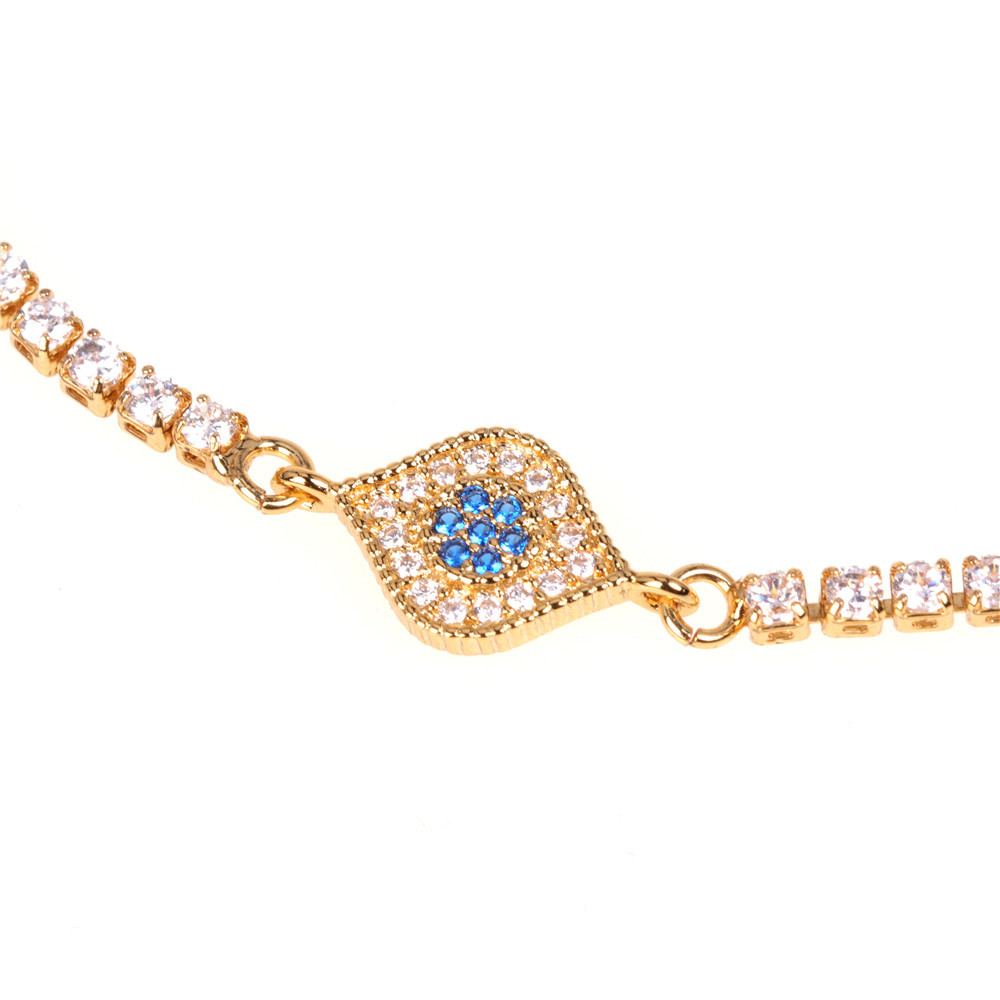 Fashionable Turkish Blue Eye Bracelet with Diamonds and Color Zirconia Adjustable Bracelet