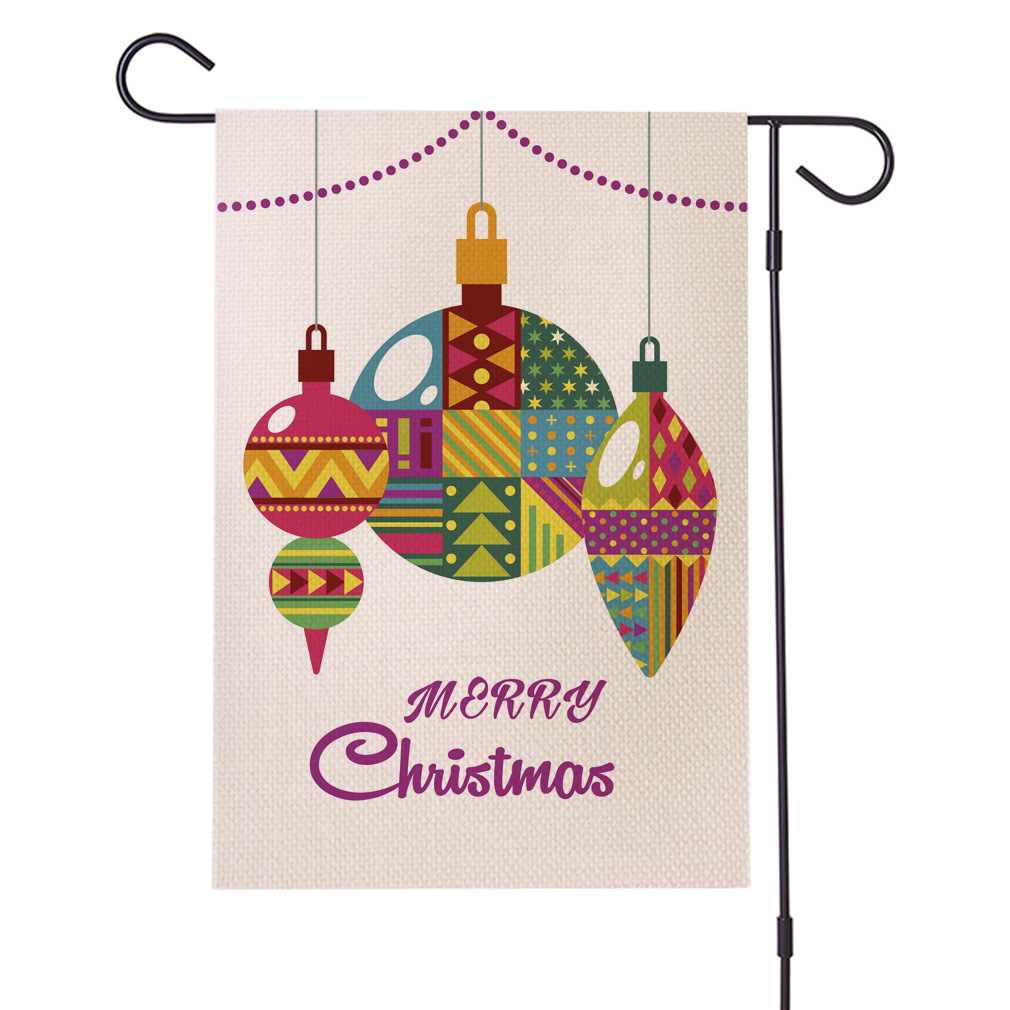 跨境热销圣诞系列防水加厚亚麻花园旗双面庭院节日旗支持来图定制