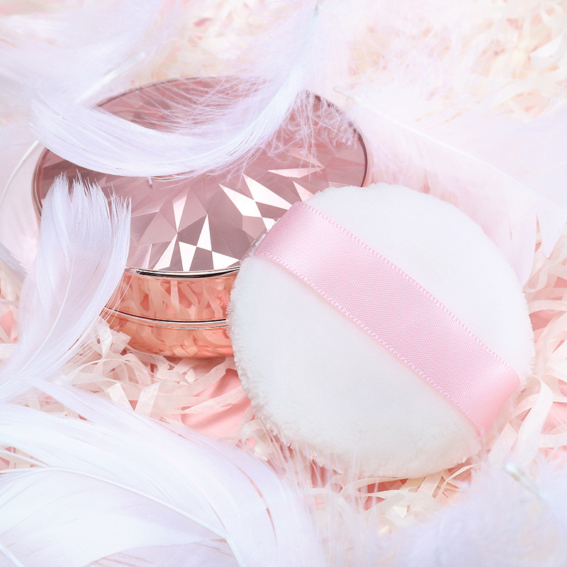 Tamaño pequeño soporte de doble cara soplo de polvo de terciopelo maquillaje redondo soplo de polvo de terciopelo largo polvo suelto herramientas de belleza súper suave flocado soplo de polvo de miel