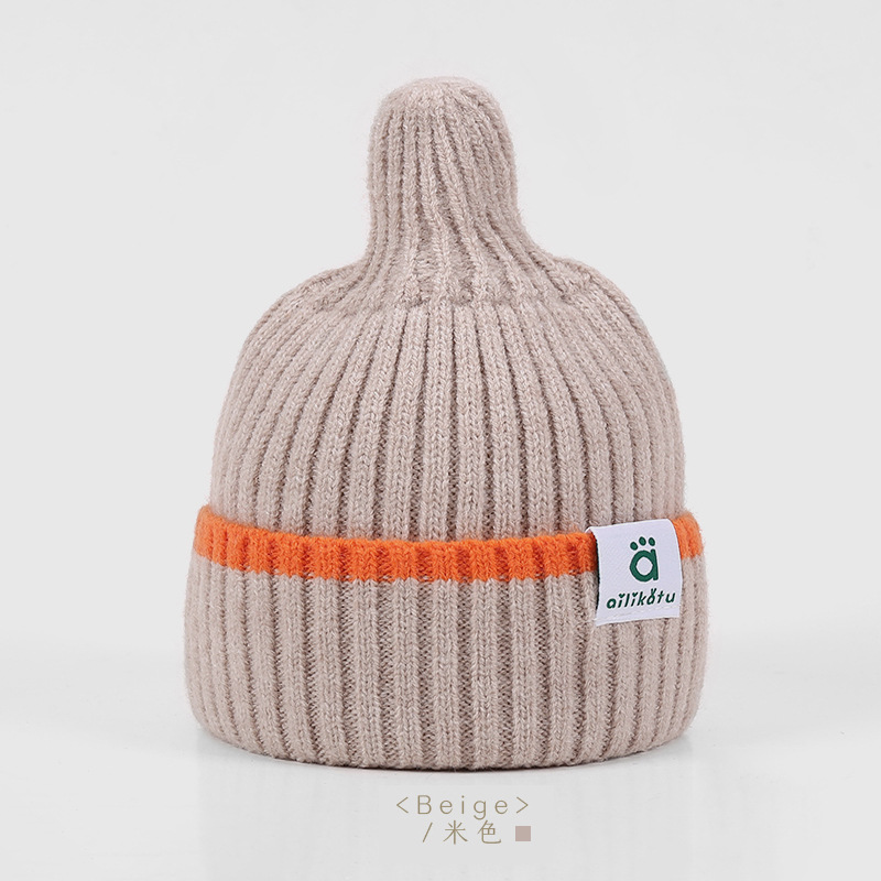 Children's Knitted Hat Contrast Color Stitching Woolen Hat display picture 5