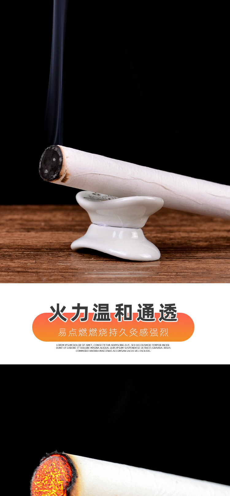 Aged Moxa Sticks Ai Tiao 1.8cm x 20cm White Cotton Paper Wrapped Moxibustion Rolls for Warming Therapy specifications