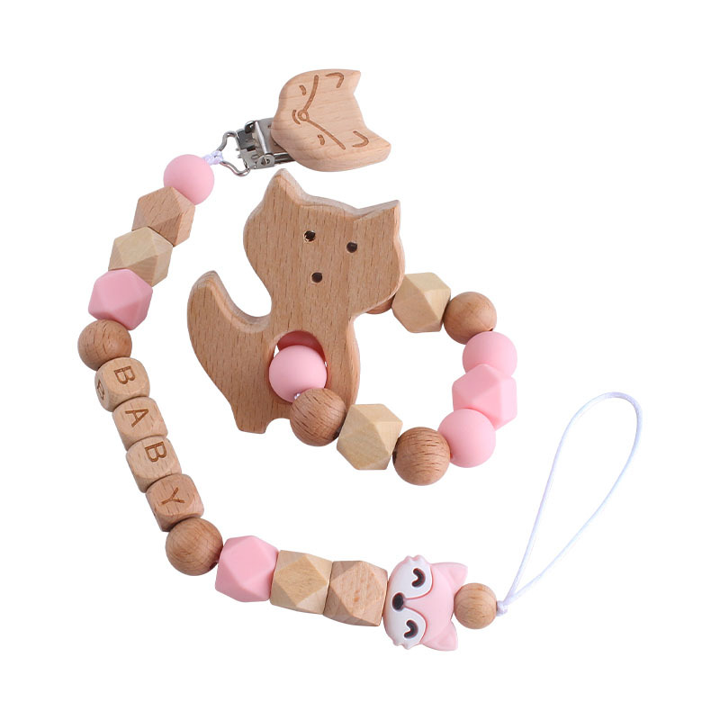 Nueva Haya zorro pezón clip Fox mordedor pulsera bebé silicona pequeño zorro perlas molar juguete pezón cadena