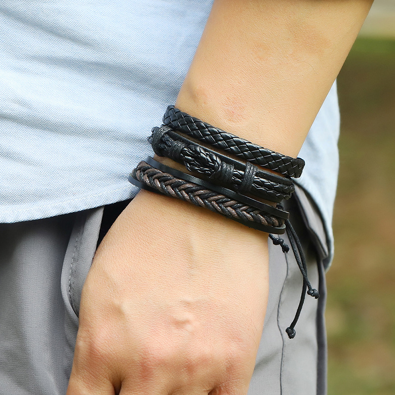 new retro hand-woven leather bracelet