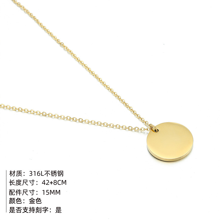 Accessories Necklace Simple Round Glossy Pendant 316l Stainless Steel Lettering Plant Necklace Wholesale Nihaojewelry display picture 3
