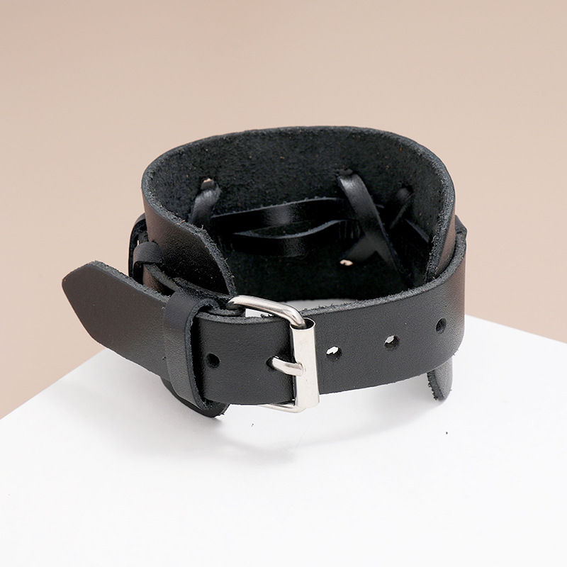 new menu0027s retro cowhide  locomotive riding wide leather bracelet
