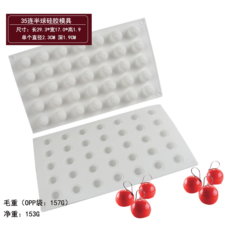 Espesado 35 piezas trufa pastel de chocolate mousse de silicona molde de postre francés bola sándwich herramienta para hornear