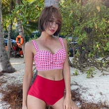 2023韩国新款泳衣分体比基尼i度假性感钢托小胸三点式温泉泳装泳
