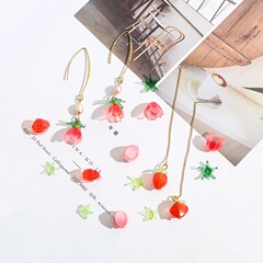 Japanese-style fresh leaves strawberry pomegranate bud earrings materials DIY handmade necklace accessories decoration items