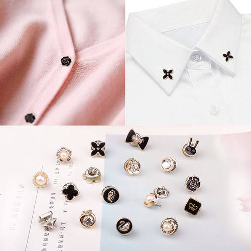 Manufacturer Anti-Slip Button Brooch Cute Stud High-End Metal Embellished with Gems Decorative Button Adjustable No-Sew No-Nail Button