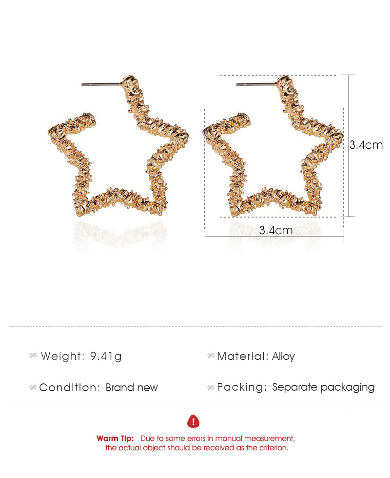 New Earrings Opening Five-pointed Star Earrings Female Metal Carved Stars Hollow Earrings Wholesale Nihaojewelry display picture 1