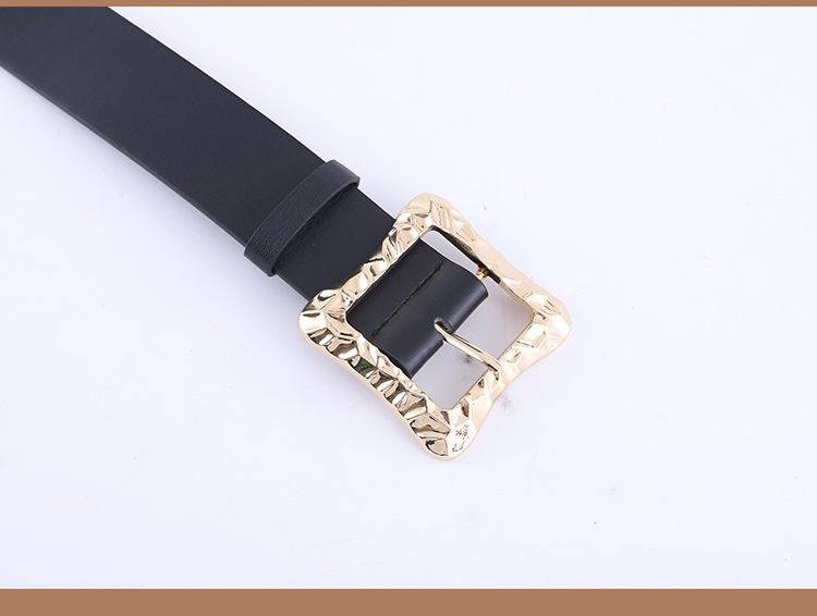 New Fashion Black Wide Belt Retro Combination Gold And Silver Buckle Geometric Square Buckle Concave Belt Wholesale Nihaojewelry display picture 6