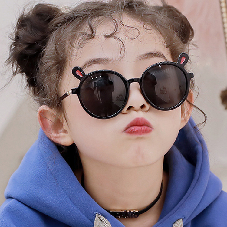 New trend children's sunglasses fashion cute bear ears round frame glasses transparent cartoon kid glasses