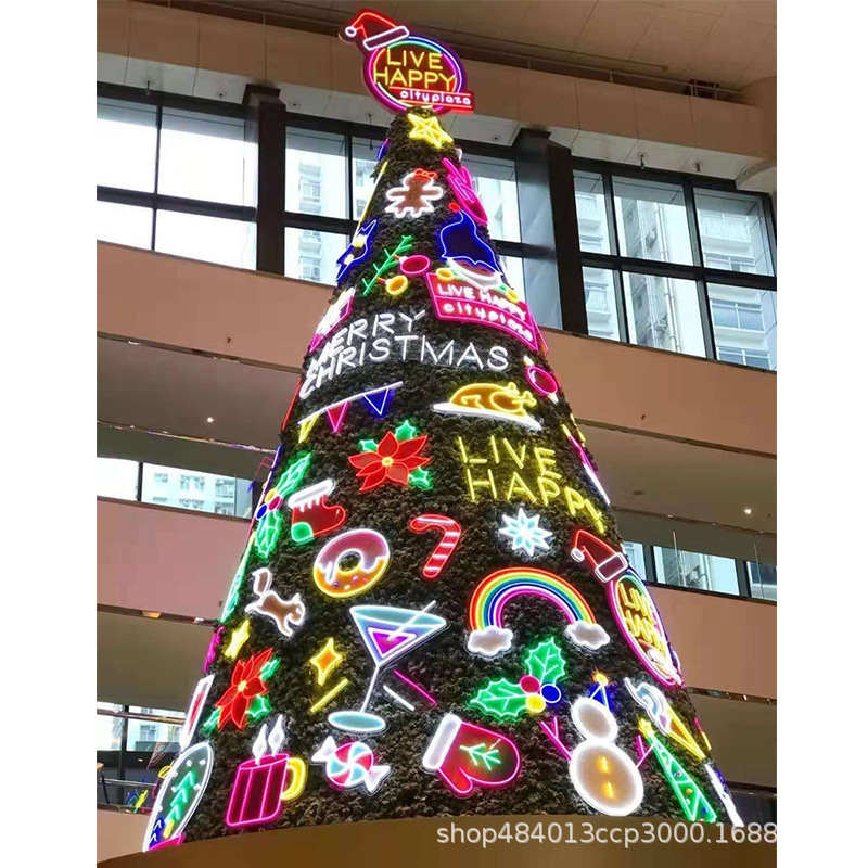 定制亚马逊爆款圣诞节字母灯大型圣诞树霓虹灯圣诞发光霓虹灯字