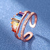 Rainbow zirconium, fashionable adjustable ring, Korean style, micro incrustation, on index finger