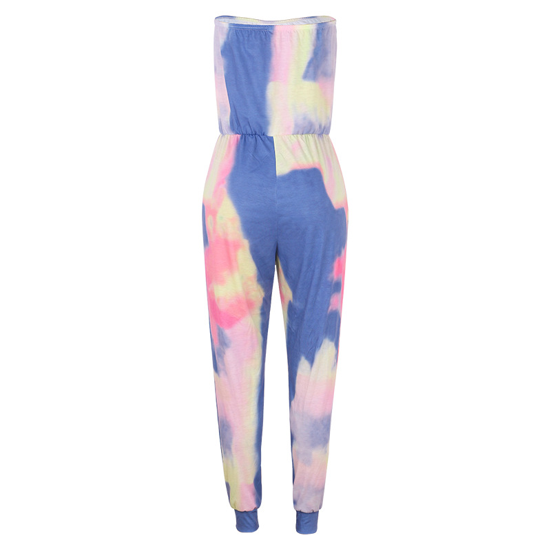 tie-dye printed chest wrap jumpsuit NSZH18613