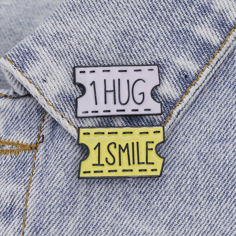 Cute Smile Kiss Hug Stamp Ferry Ticket Brooch display picture 7