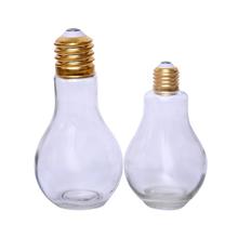 新款个性创意灯泡瓶 透明玻璃饮料瓶 加厚玻璃冷饮果汁瓶现货批发