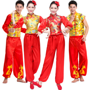 新款民族秧歌服男女款舞龙舞狮队打鼓服舞蹈服风腰鼓演出服装