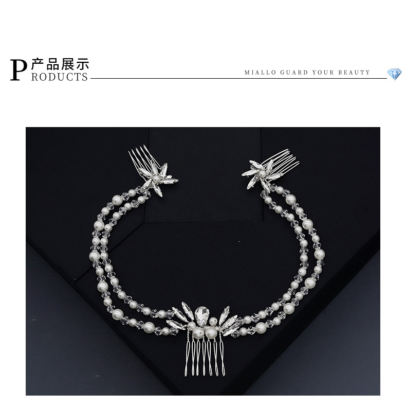 New Fashion Long Pearl Hair Band Simple Disc Hair Plug Comb Bohemian Creative Hair Comb display picture 3