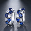 Fashionable crystal earings, zirconium, golden earrings, European style, pink gold, wholesale