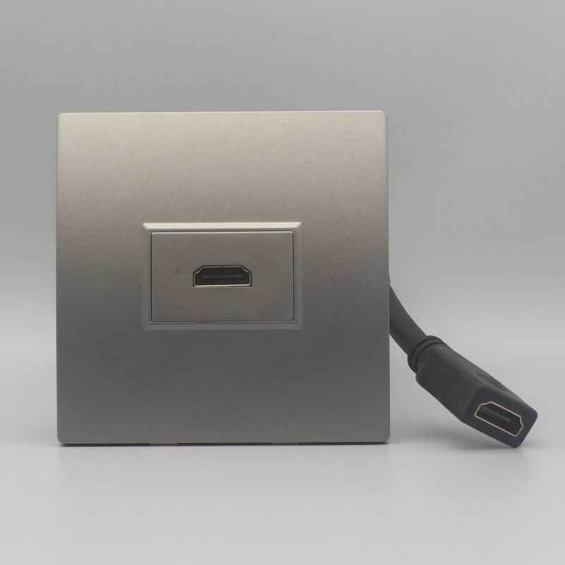 深灰色86型一位高清带延长线插座单口HDMI电脑高清显示器接口面板