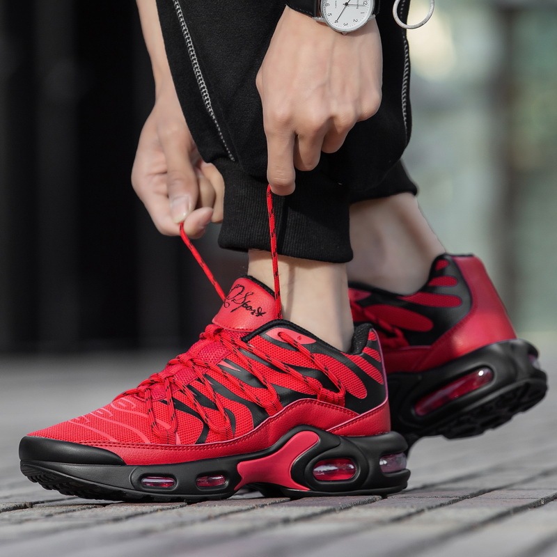 2025 Spring and Autumn Large Size Men's Shoes Air Cushion Sports Shoes Breathable Flyknit Mesh Large Size Air Cushion Basketball Running Shoes Dropshipping